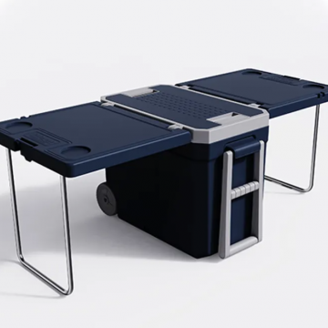 Cooler Camping 32L con mesa y 2 sillas colo azul-gris