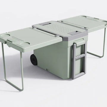 Cooler Camping 32L con mesa y 2 sillas color verde-gris